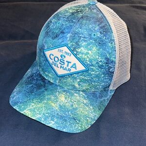 Costa Del Mar Blue and Green Marbled Mesh Trucker Hat